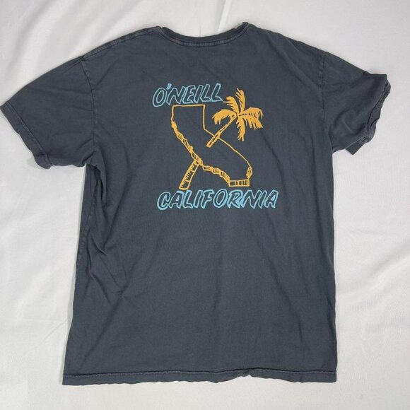 O’Neill California Graphic T-Shirt Men’s XL Charcoal Gray Cotton Surf Skate Tee - Picture 1 of 6